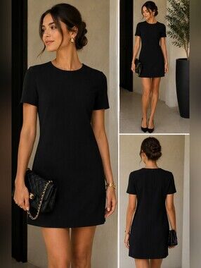 Eliza J Black Short Sleeve Crewneck Mini little black  Dress size 16